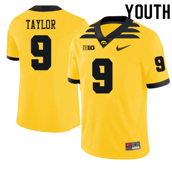 Youth #9 Tory Taylor Iowa Hawkeyes College Football Jerseys Sale-Gold